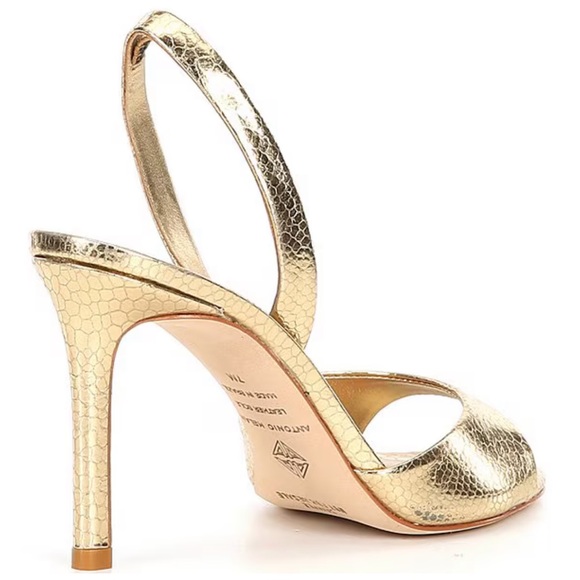ANTONIO MELANI Metallic Gold Heels Size 8.5 - Picture 2 of 9